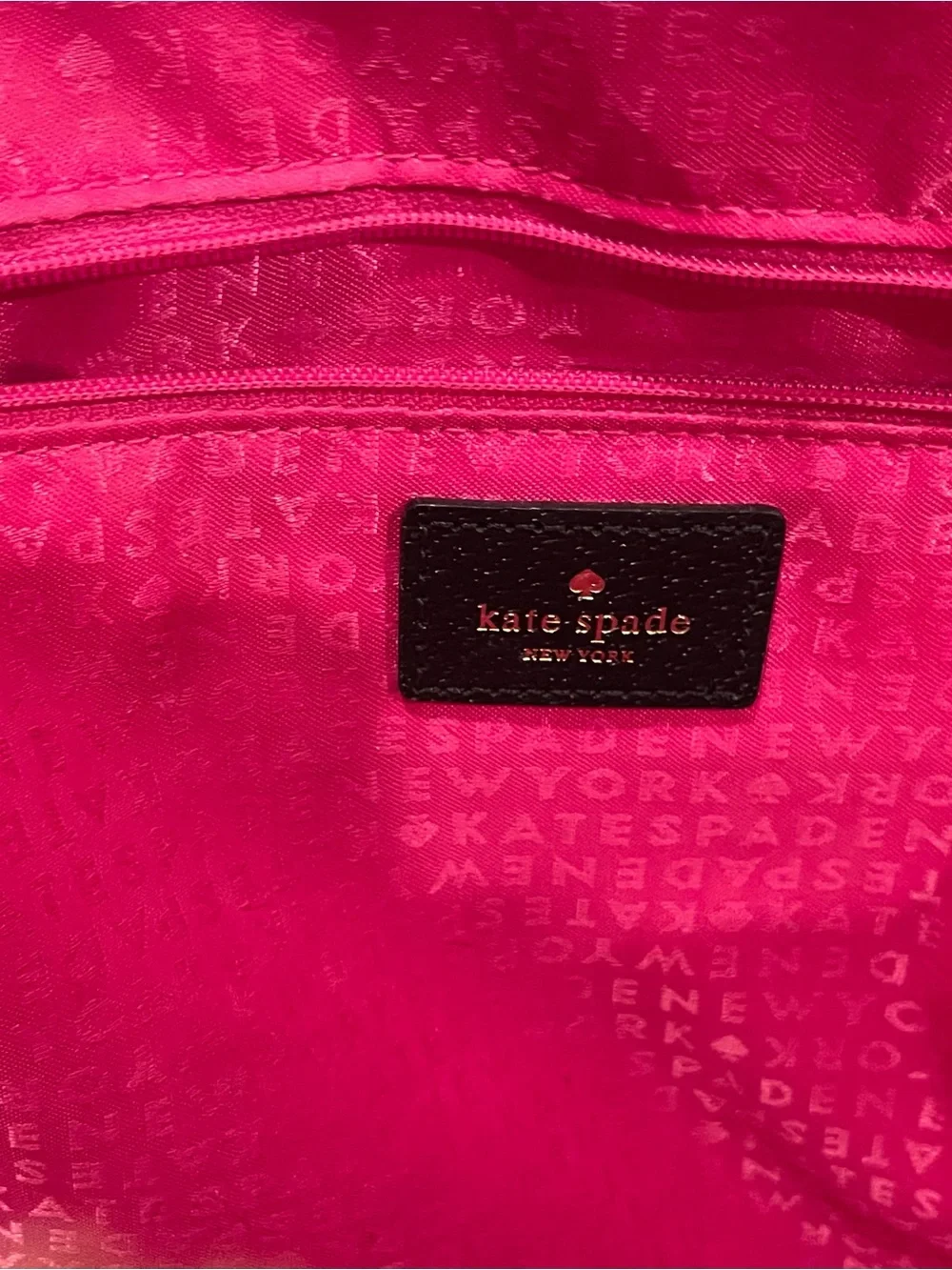 Kate Spade Wellesley Rachelle Black Leather Dome Satchel Pink Lining